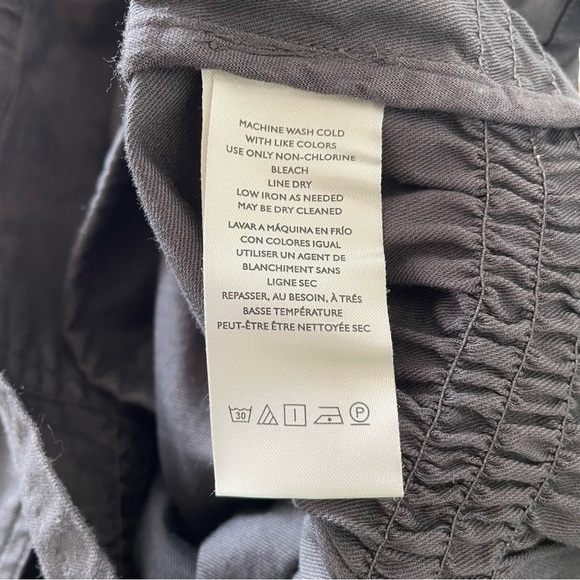 By Anthropologie Cropped Ruched-Sleeve Washed Black Cotton Moto Jacket EUC Sz XL - Picture 11 of 12